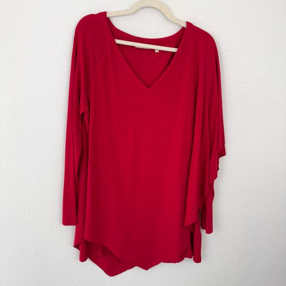 Soft Surroundings Womens Tunic Top Blouse Size XL Long Flowy Layered Red - Picture 1 of 8